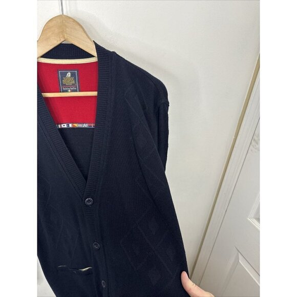 Green Coast Yachting Men M Blue Cardigan Merino Wool Blend Preppy Sailing Italy - Picture 3 of 8